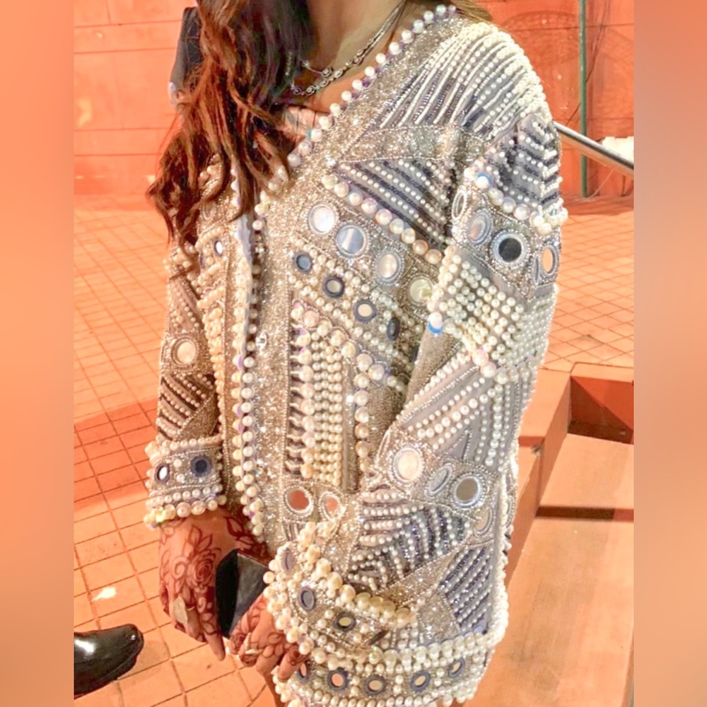 ASOS pearl and mirror formal embellished jacket